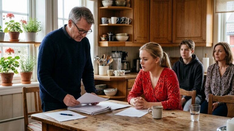 «Den? Den er blitt bilen til mamma nå!» sa Erik og lo mens han slo ut med armene og delvis skjulte Anna med skulderen